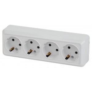 Евророзетка 4ОП 16А з/к БЕЛАЯ INTRO QUADRO IP20 2-208-01 (1/6) Б0053838