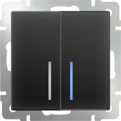 Выключатель 2кл с подсв WL08-SW-2G-LED Черный Матовый WERKEL