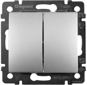 Механизм выкл.2-кл.СП VALENA алюминий.Legrand 770105 / 6943371