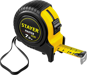 Рулетка "STAYER MASTER" 7,5м х 25мм в ударостойком обрезиненном корпусе 34025-07_z01