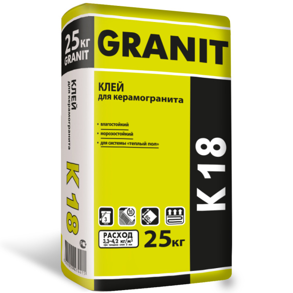Клей GRANIT K-18 25кг для керамогранита 50шт.