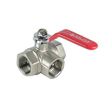 Кран шар. трехходовой VALFEX ВР3/4"хВР3/4"хВР3/4" НИКЕЛИРОВАННЫЙ (30/6) VF.360.N.034