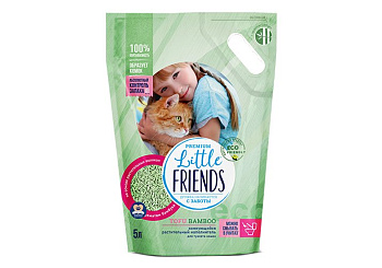 Little Friends Tofu Bamboo с ароматом свежести бамбука п/м пакет 5л растительный комкующийся