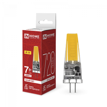 Лампа G4 12В LED-JC-COB 7Вт 4000К 720Лм IN HOME 4690612060286