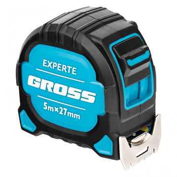 Рулетка "Gross Experte" 5м x 27мм, двухкомпонентный корпус, магнит, двухсторонняя разметка 32575