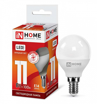 Лампа LED-ШАР 11W 150-275V 6500K 990Lm E14 VC IN HOME 4690612024929