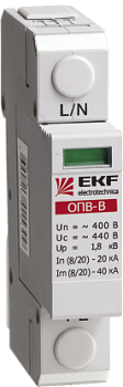 Ограничитель импульсных перенапряжений ОПВ-D 2Р In=5кА, Im=10кА, 230В EKF