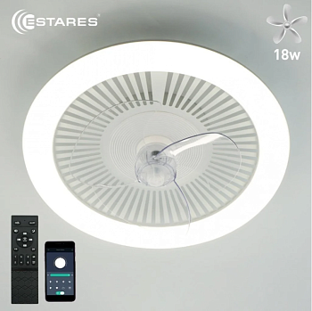 Люстра светодиодная ESTARES с вентилятором FN-LM TOP 70W+18W R-APP-480x125-WHITE/WHITE-220-IP20 Упр