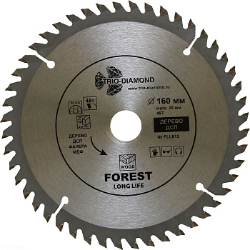 Диск пильный по дереву Ø160x48T/20мм Trio Diamond FLL815