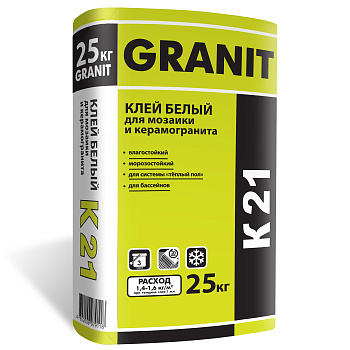 Клей GRANIT K-21 белый для мозаики и керамогранита 