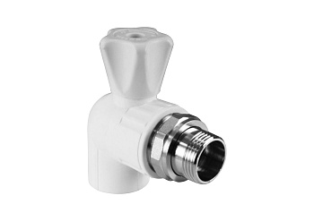Кран шаровой для радиатора угловой 20х1/2" (60/10) (Valfex) ЗАВОД ВАЛФ-РУС БЕЛЫЙ