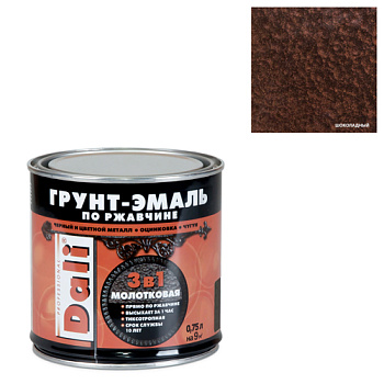 Грунт-Эмаль по ржавчине молотковая шоколадный, 0,75л 20335 dali
