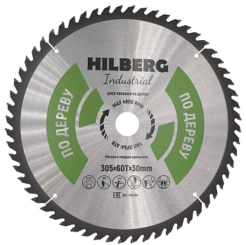 Диск пильный Hilberg Industrial Дерево Ø305х60Тх30мм HW306