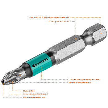 Бита "KRAFTOOL OPTIMUM" PH2х50мм 26122-2-50-10