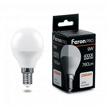 Лампа LED ШАР 9W 4000К E14 Белый 230V LB-1409 OSRAM 38078