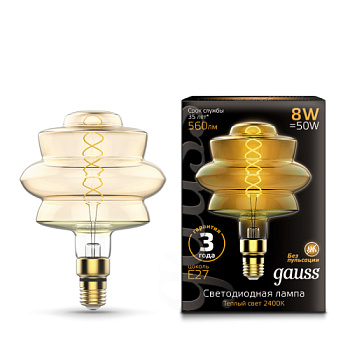 Лампа LED 8W ФИЛАМЕНТ BD180 560Lm E27 2400К GAUSS 161802008