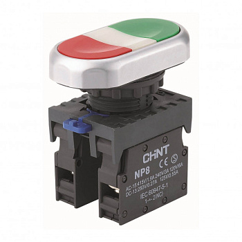 Кнопка NP8-11S двойная зел/красн НО+НЗ IP65 230В 667178 CHINT