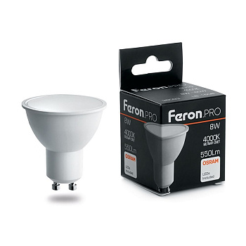 FERON PRO LB-1608 MR16 8W GU10 Холодный 6400K 550lm OSRAM LED 38094