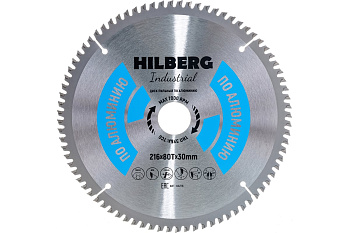 Диск пильный Hilberg Industrial Алюминий Ø216x80Тх30мм HA216