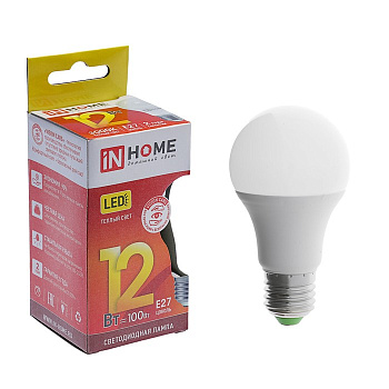 Лампа LED A60 12W 150-275V 1080lm 3000K E27 VC IN HOME 4690612020235