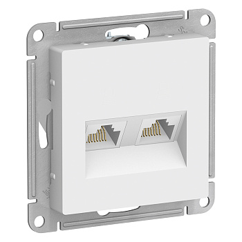 ATN000185 Механизм двойной комп розетки RJ45+RJ45 Белый SE