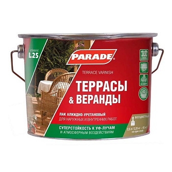 Лак д/террас алкидно-уретановый L25 PARADE п/матовый 2,5л