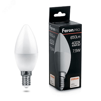 Лампа LED СВЕЧА 7,5W 4000К E14 Белый 230V LB-1307 OSRAM 38054