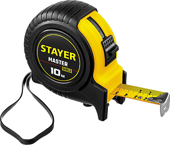Рулетка "STAYER MASTER" 10м х 25мм в ударостойком обрезиненном корпусе 34025-10_z01