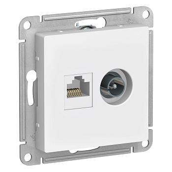 ATN000189 Механизм двойной розетки RJ45+TV Белый SE