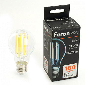 Лампа LED-A60 DECO 16W 220В Е27 6500К 2600Лм прозр.LB-1116 PRO OSRAM 51237