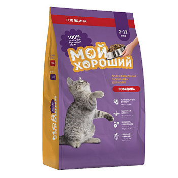 Мой хороший корм сухой полнорац. для котят с говядиной, 600 гр. ЧЗ
