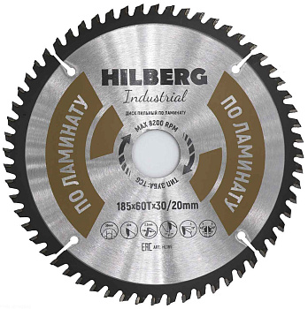 Диск пильный Hilberg Industrial Ламинат Ø185х60Тх30/20мм HL185